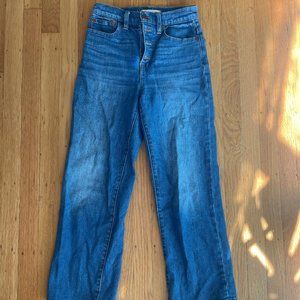 madewell wide leg crop jean button fly 24